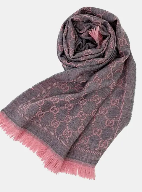 Gucci Grey/Pink Wool Scarf
