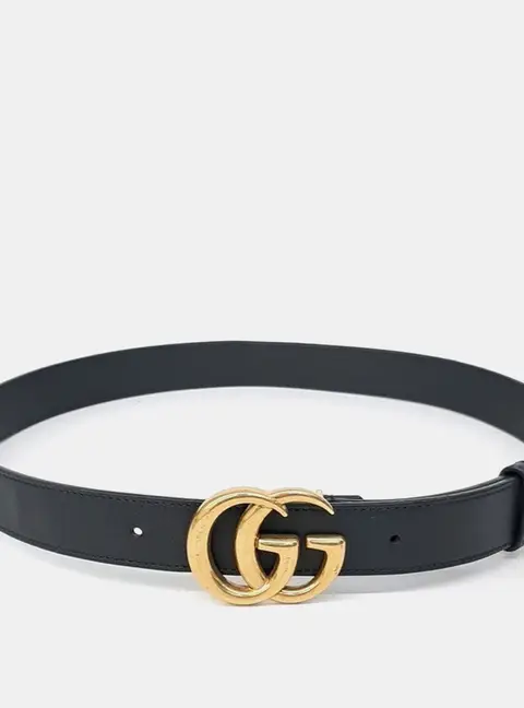 Gucci Marmont Black Leather Belt (414516) GHW