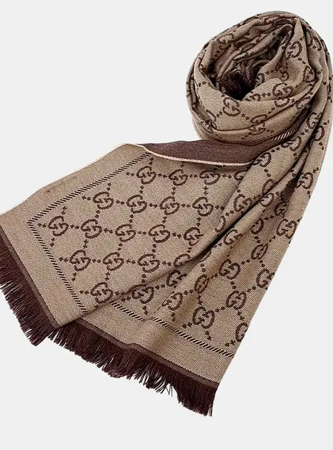 Gucci Beige Brown Wool Scarf
