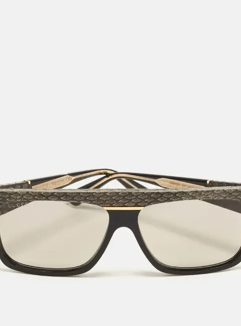 Gucci Black/Grey Gradient GG0483S Snakeskin Frame Square Sunglasses