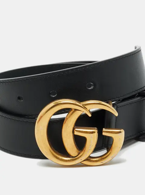 Gucci GG Marmont 75 CM Buckle Belt Black Leather