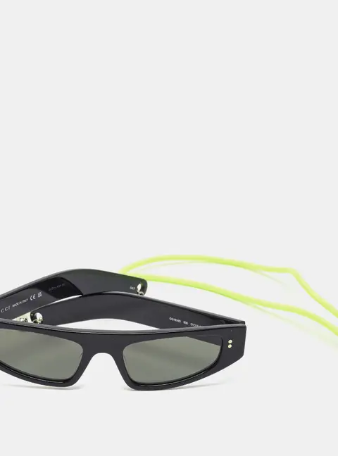 Gucci Black GG1634S Cat Eye Sunglasses with Detachable Strap