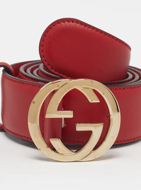 Gucci Interlocking G 100CM Belt Red Leather