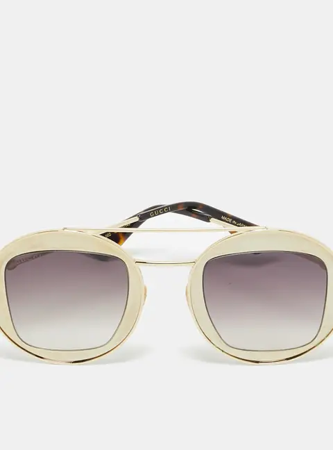 Gucci Brown/Gold Tone Gradient GG0105S Sylvie Web Round Sunglasses