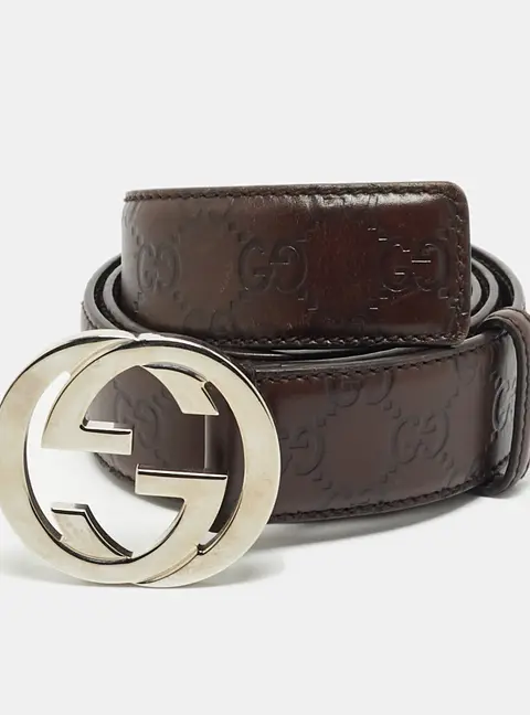 Gucci Interlocking G 85CM Dark Brown Guccissima Leather