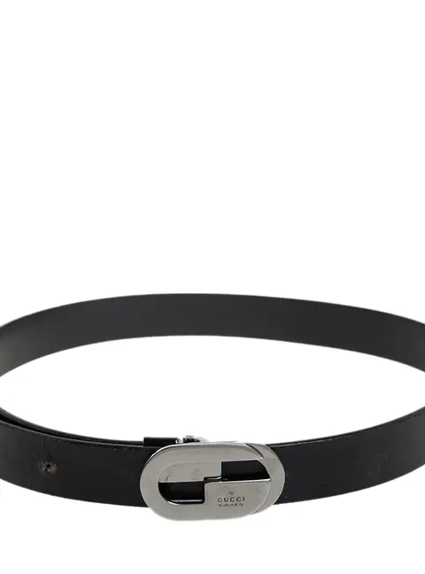 Gucci Black Leather G Buckle Belt 75CM