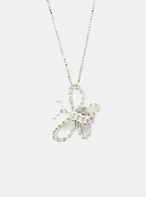 Gucci Butterfly Pendant Diamond Necklace 18K White Gold