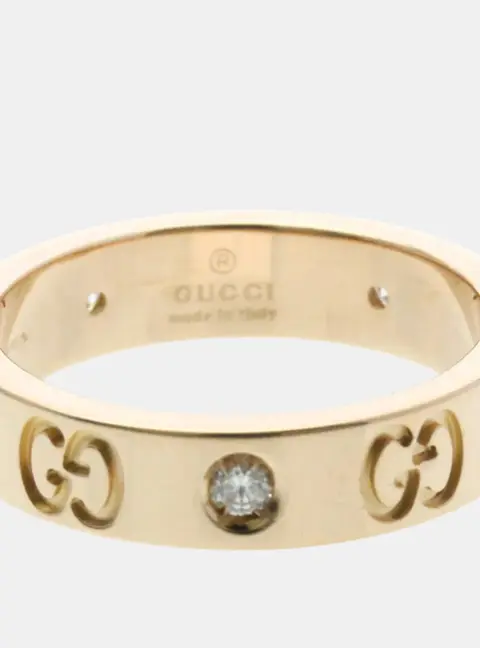 Gucci Icon Diamond 18k Pink Gold Ring EU 50