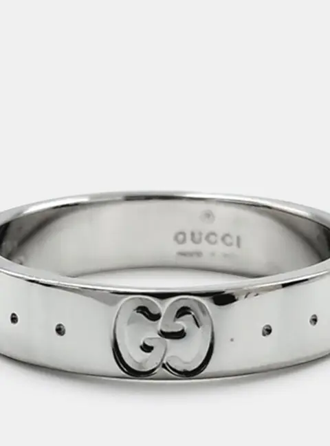 Gucci 18k White Gold Icon Ring EU 49