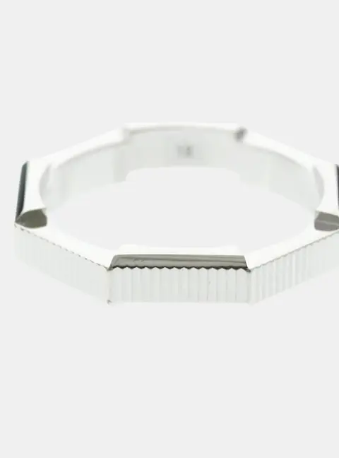 Gucci Link To Love Ring 18K White Gold Fashion Band Ring EU 58