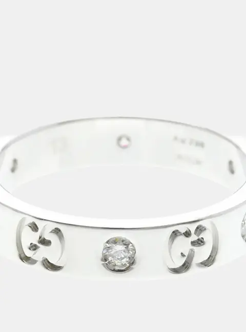 Gucci Icon 18k White Gold Band Ring EU 50