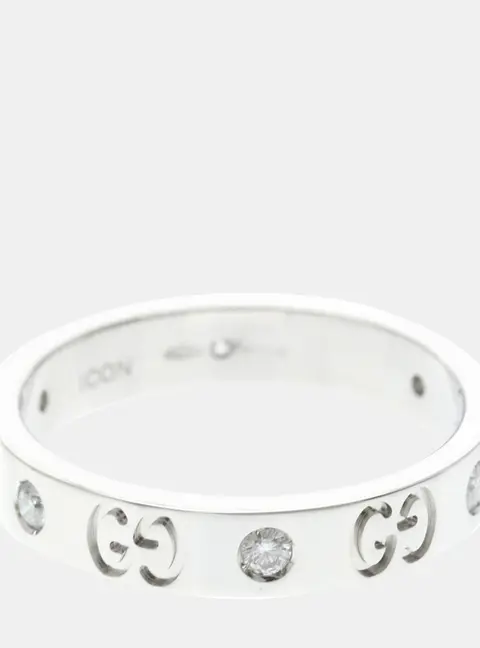 Gucci Icon 18k White Gold Diamonds Women's Ring