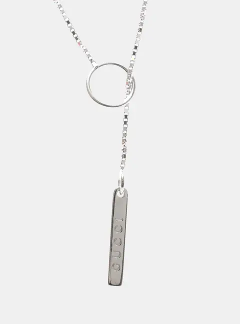 GUCCI Lariat Necklace White Gold 18K No Stone Polished