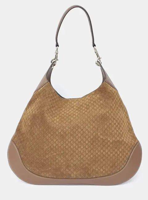 Gucci Brown Suede B Medium Shoulder Bag (815924)
