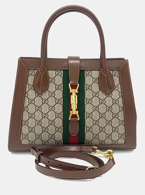 Gucci Multicolor Fabric and Leather Jackie 1961 Medium Tote Bag