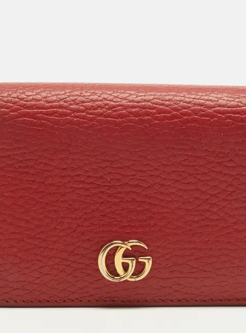 Gucci GG Marmont Red Leather Flap Card Case