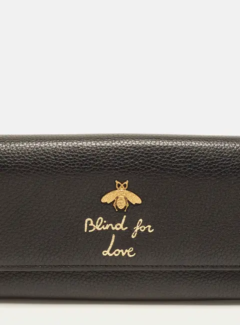 Gucci Blind for Love Black Leather Flap Continental Wallet
