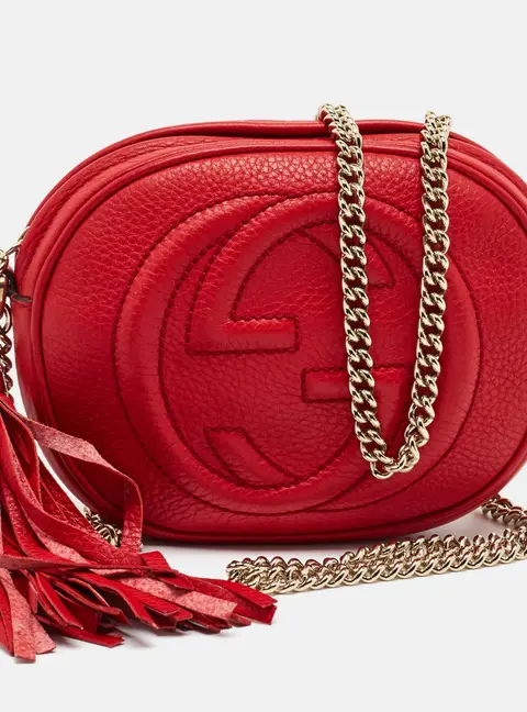 Gucci Soho Disco Round Red Leather Crossbody Bag