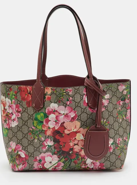Gucci Reversible Blooms Multicolor GG Supreme Canvas and Leather Tote