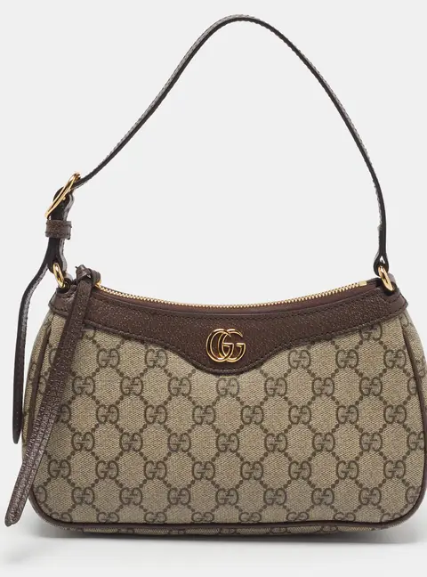 Gucci Ophidia Small Beige/Brown GG Supreme Canvas and Leather Shoulder Bag
