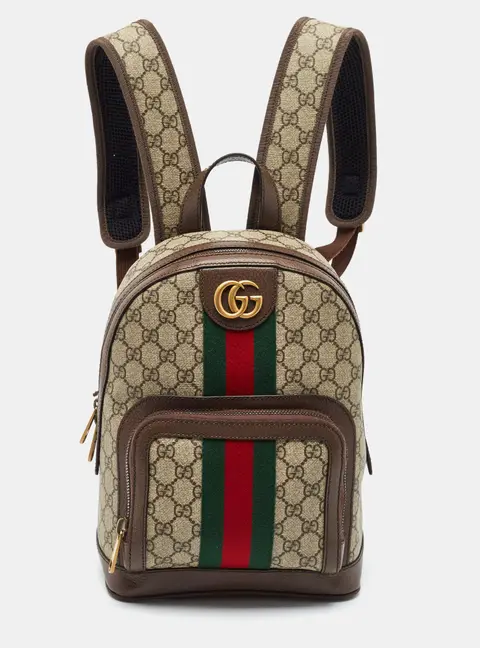Gucci Ophidia Small Beige/Ebony GG Supreme Canvas and Leather Backpack