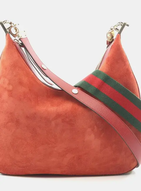 Gucci Attache Medium Red Suede Shoulder Bag