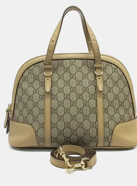 Gucci Beige Fabric and Leather PVC Tote and Shoulder Bag