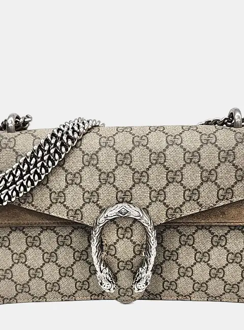 Gucci Dionysus Beige/Brown Canvas Chain Shoulder Bag (400249)