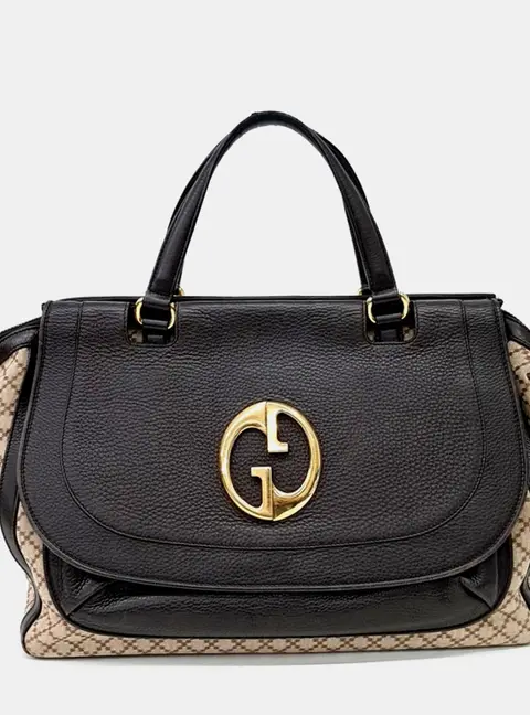Gucci Beige/Brown Canvas and Leather 1973 Tote Bag (251818)