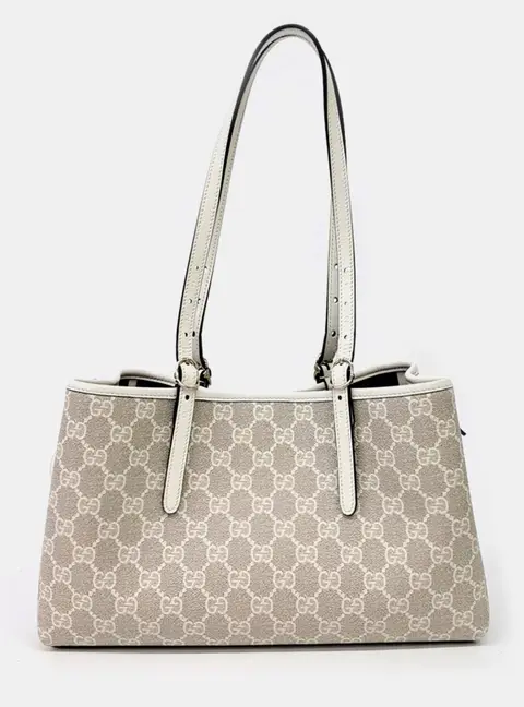 Gucci GG Emblem Beige Canvas Small Tote Bag (815214)