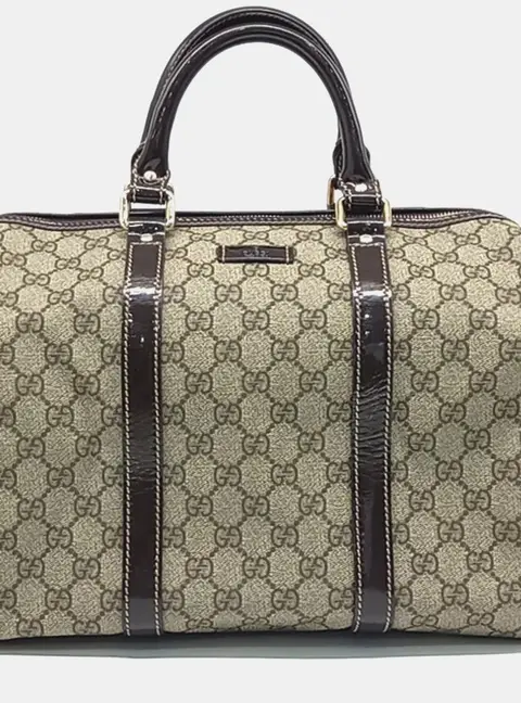 Gucci Boston Beige Brown Canvas Bag (193603)