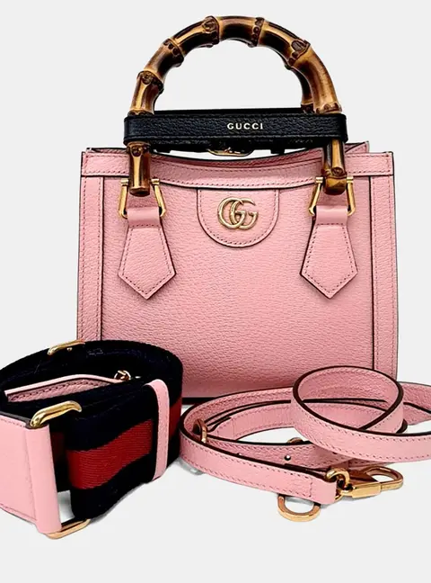 Gucci Pink Leather Diana Tote and Shoulder Bag (702732)