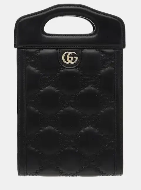 Gucci GG Marmont Matelasse Mini Black Calfskin Leather Top Handle Bag