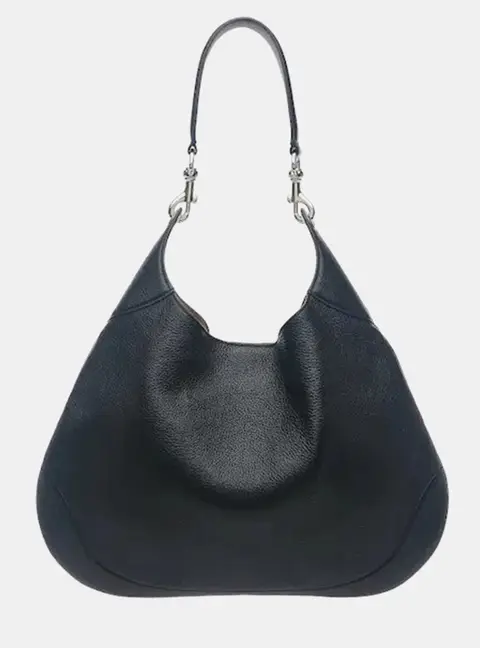 Gucci B Medium Black Grainy Leather Shoulder Bag