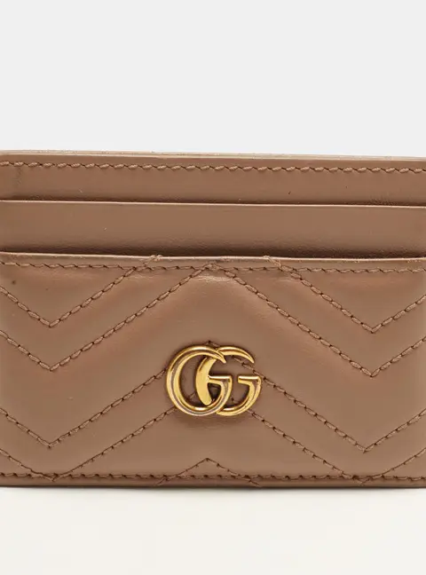Gucci GG Marmont Beige Matelass&eacute; Leather Card Holder