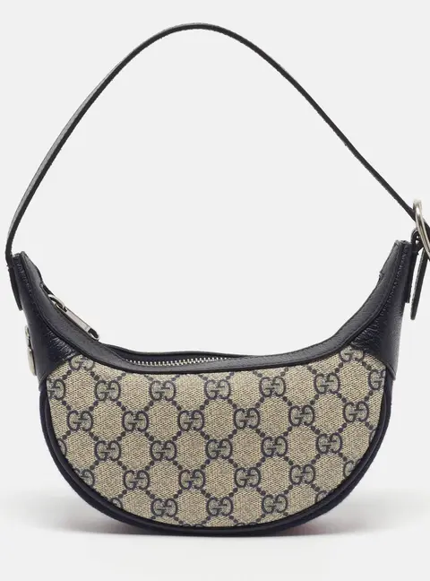 Gucci Ophidia Mini Navy Blue GG Supreme Canvas and Leather Hobo