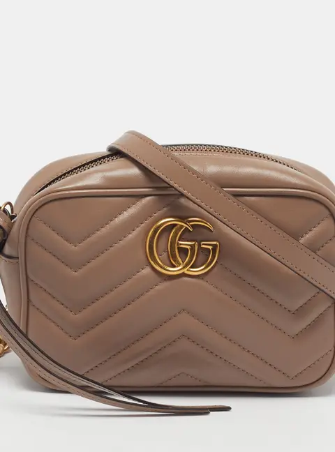 Gucci GG Marmont Mini Dusty Pink Matelass&eacute; Leather Camera Bag