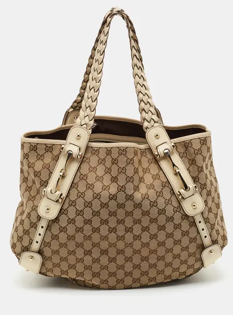 Gucci Pelham Beige/Off White GG Canvas and Leather Hobo