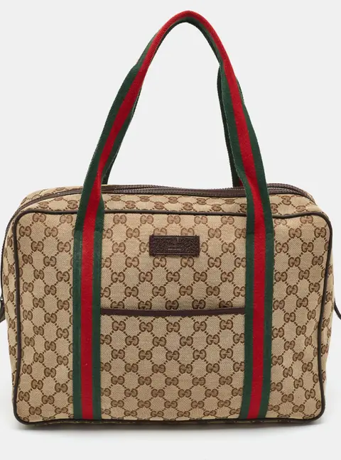 Gucci Sherry Line Web Beige/Brown GG Canvas and Leather Business Briefcase