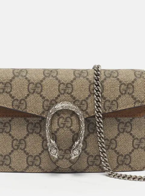 Gucci Dionysus Super Mini Beige GG Supreme Canvas and Suede Shoulder Bag