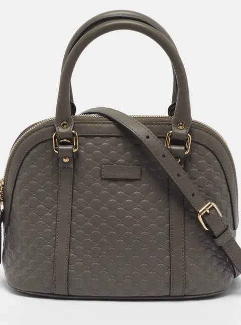 Gucci Nice Dome Mini Light Grey Microguccissima Leather Bag
