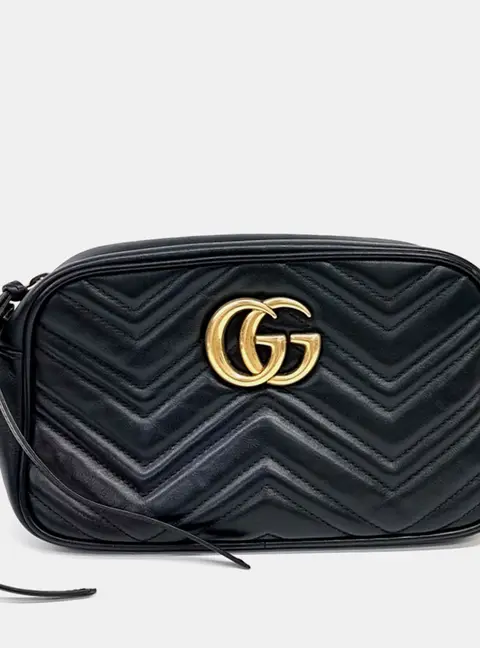 Gucci Black Leather Marmont Crossbody Bag (447632)
