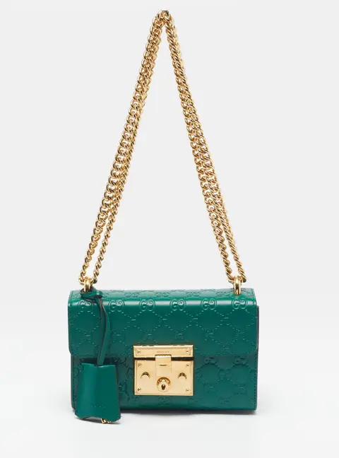 Gucci Padlock Small Green Guccissima Leather Shoulder Bag