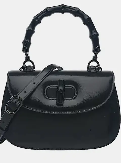 Gucci Bamboo 1947 Small Black Leather Top Handle Bag