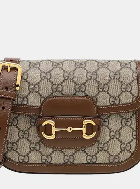 Gucci Horsebit 1955 GG Supreme Canvas Shoulder Bag Mini Beige/Brown