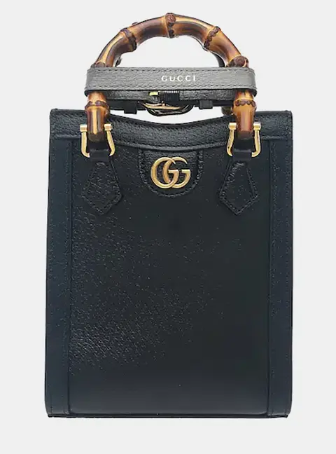 Gucci Diana Mini Black Leather Tote Bag