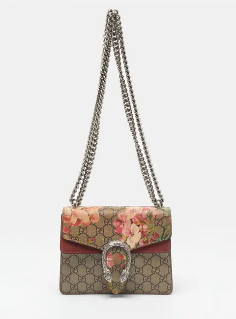 Gucci Dionysus Mini Pink/Beige GG Blooms Supreme Canvas and Suede Shoulder Bag
