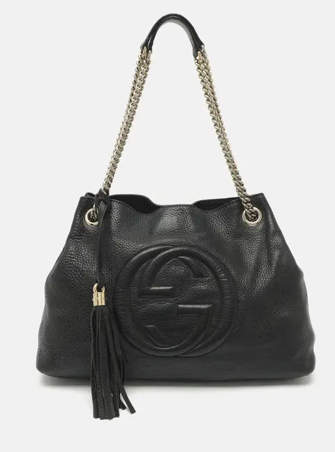 Gucci Soho Chain Medium Black Leather Shoulder Bag