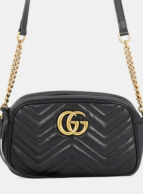 Gucci Gg Marmont Small Shoulder Bag Black Leather