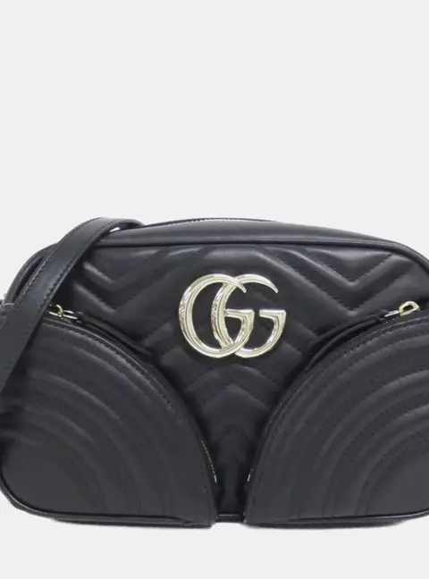 Gucci GG Marmont Small Black Matelasse Calfskin Leather Shoulder Bag